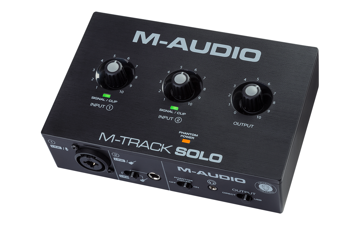 Audio Interface M-AUDIO M-Track Solo USB Recording, Streaming and Podcasting with XLR, Line and DI Inputs