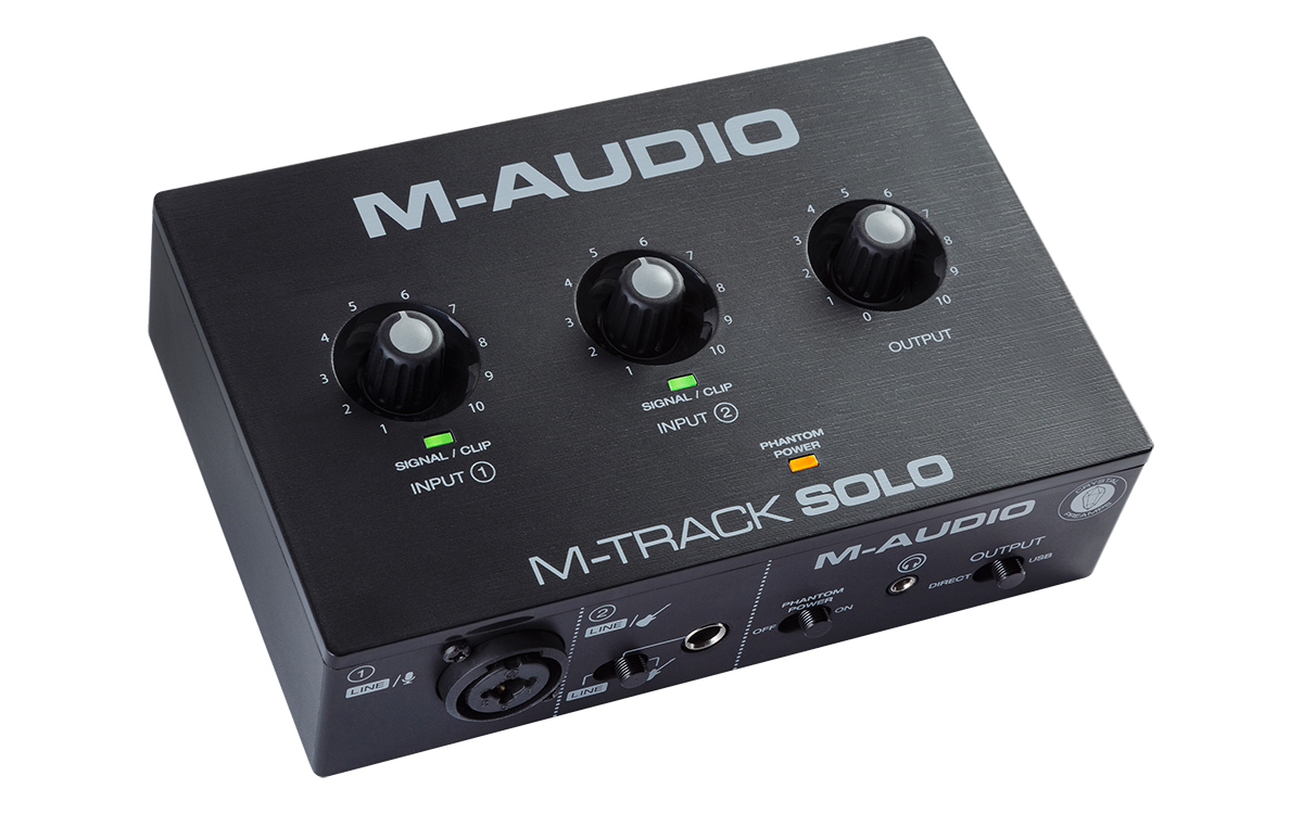 Audio Interface M-AUDIO M-Track Solo USB Recording, Streaming and Podcasting with XLR, Line and DI Inputs