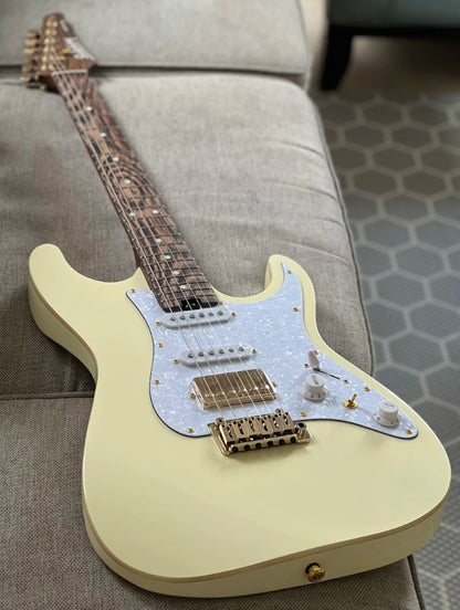 Electric Guitar Soloking MS-1 Classic Flat Top In Vintage White With One Piece Wenge Neck