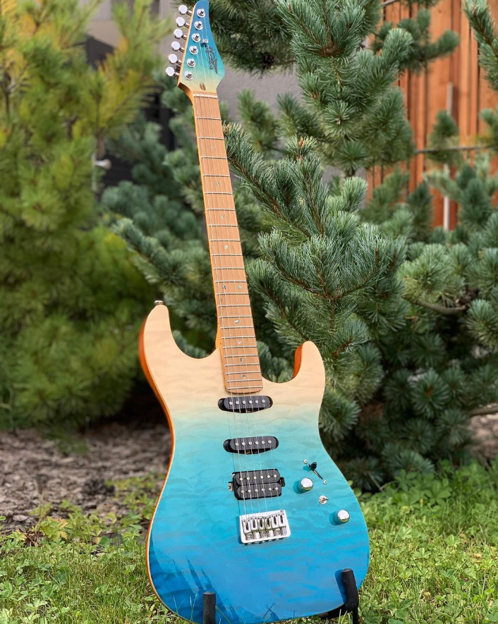 Electric Guitar Jet Guitars JS1000 QTBL Quilted Transparent Blue Free Setup