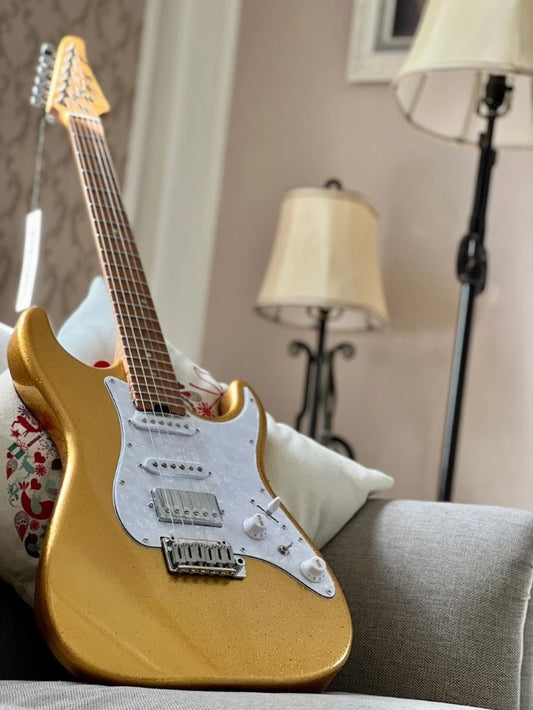 Electric Guitar Soloking MS-1 Classic Gold Sparkle With Roasted Flame Maple Neck Nafiri Special Run