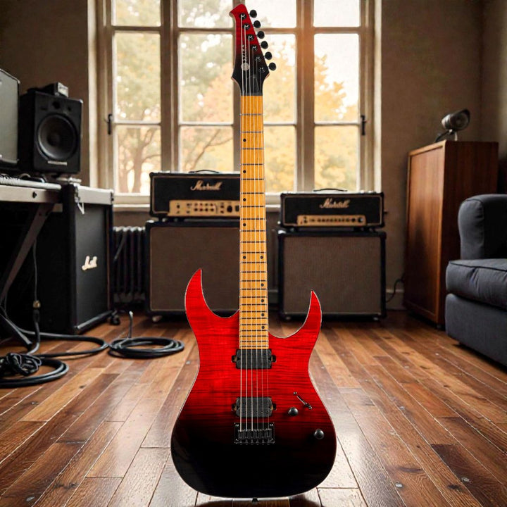 Electric Guitar Spira S-450 Trd Trans Red Gloss Free Setup