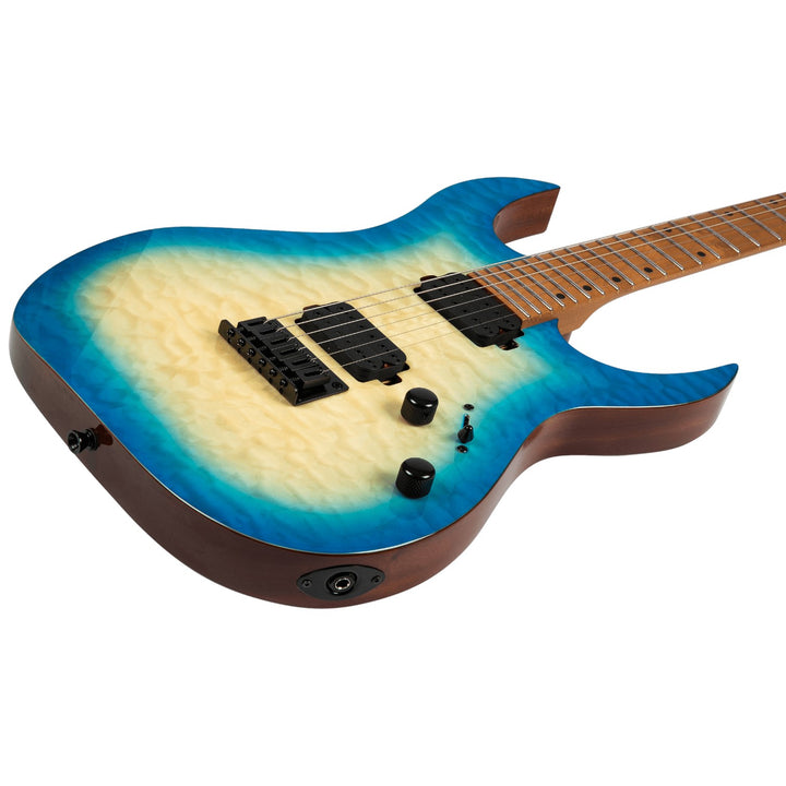 Electric Guitar Spira S-500 Qab Trans Aqua Blue Gloss Free Setup