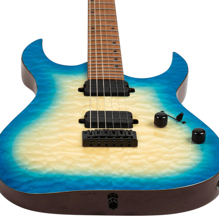 Electric Guitar Spira S-500 Qab Trans Aqua Blue Gloss Free Setup