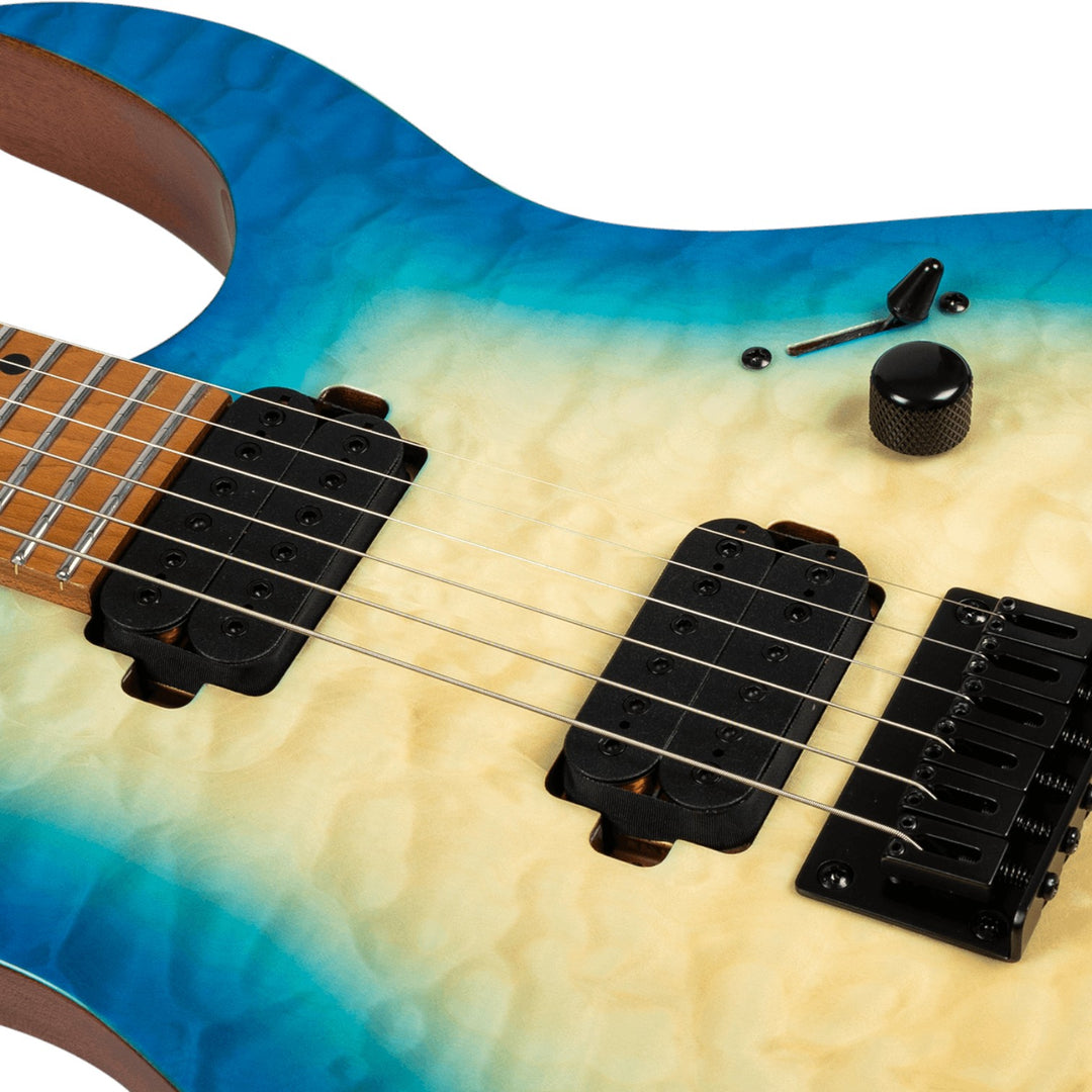 Electric Guitar Spira S-500 Qab Trans Aqua Blue Gloss Free Setup