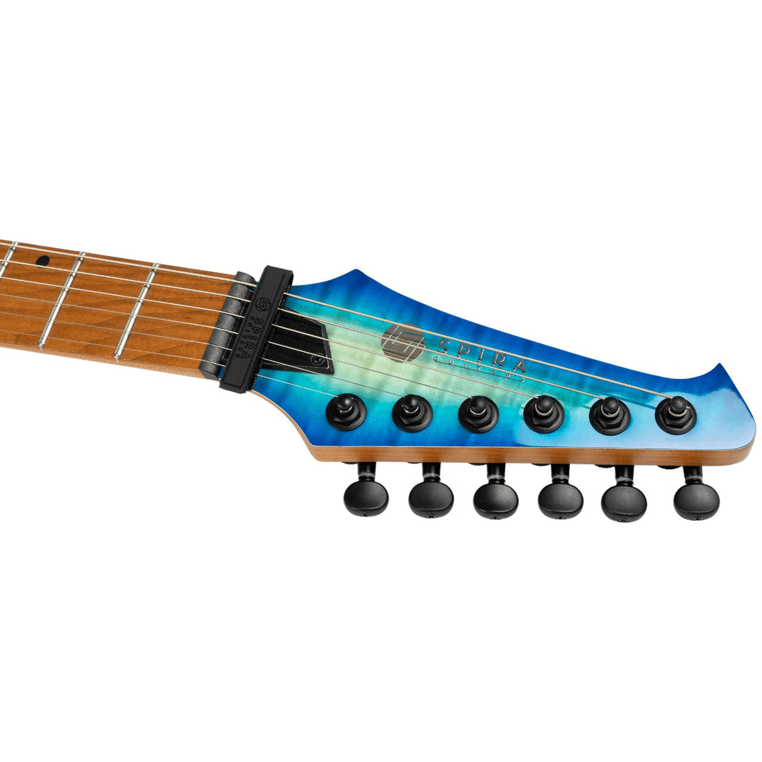 Electric Guitar Spira S-500 Qab Trans Aqua Blue Gloss Free Setup
