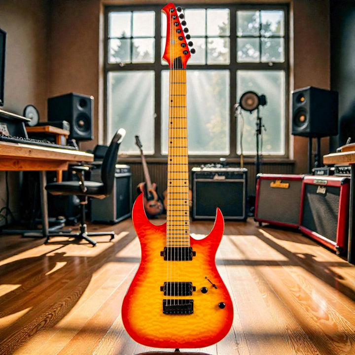 Electric Guitar Spira S-507 Qfb Trans Fireburst Gloss 7 STRING Free Setup