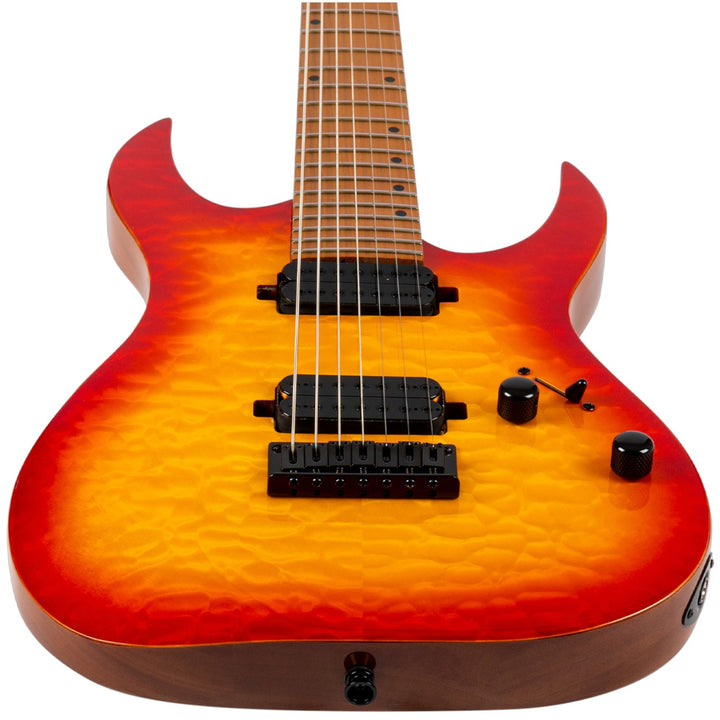 Electric Guitar Spira S-507 Qfb Trans Fireburst Gloss 7 STRING Free Setup