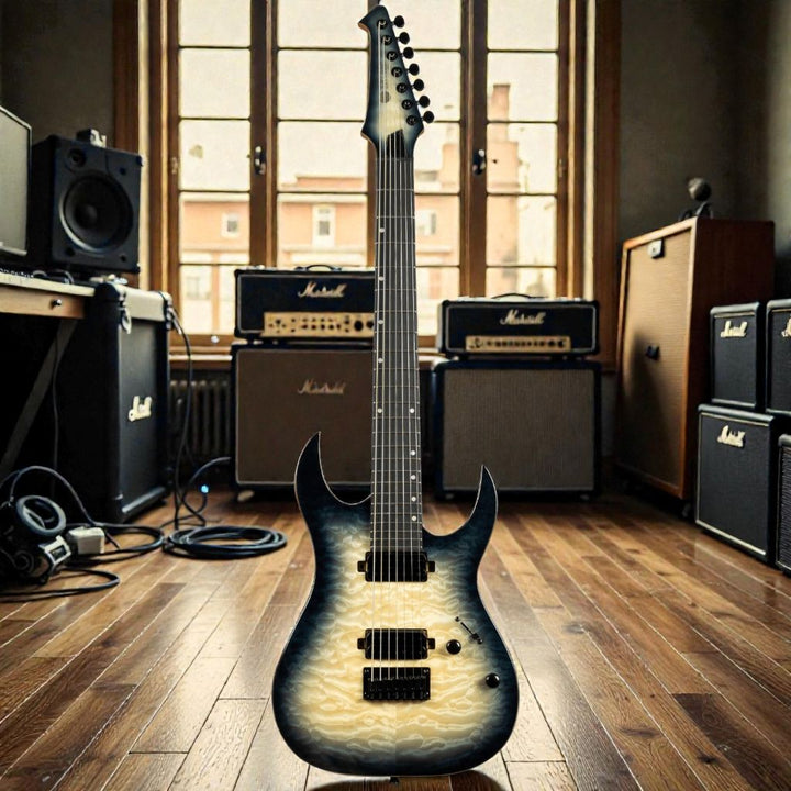 Electric Guitar Spira S-507 QGY E Trans Grey 7 STRING Free Setup