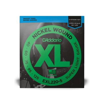 D’Addario EXL220-5 Super Light Long Scale 5-String Bass Strings 40-125