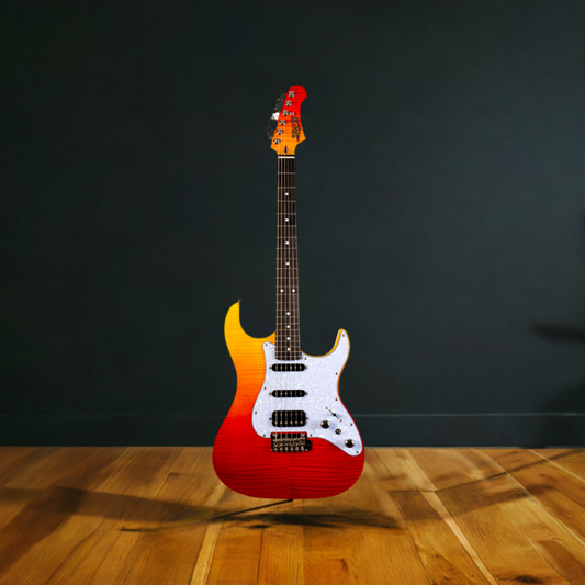 Electric Guitar Jet Guitars JS600 TRS Transparent Red Free Setup