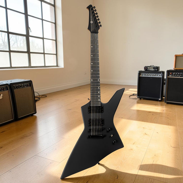 Electric Guitar Spira X-407 Mbk Black Satin 7 STRING Free Setup