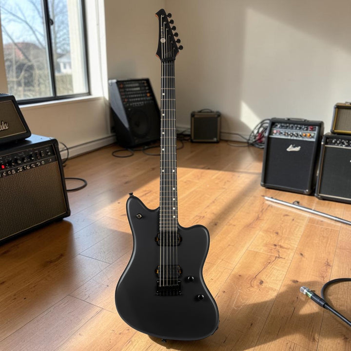 Electric Guitar Spira J-400 Baritone Mbk Black Satin Free Setup