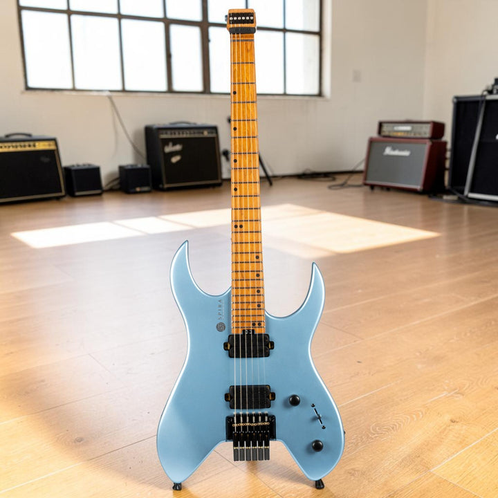 Electric Guitar Spira S-400 Headless Mpb Blue Satin Free Setup