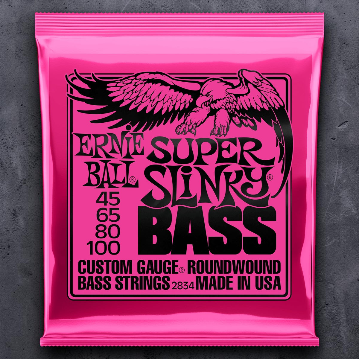 Ernie Ball P02834 Super Slinky Nickel Wound Electric Bass Strings 45-100 Gauge