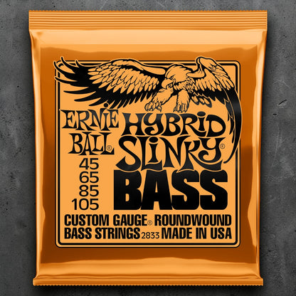 Ernie Ball P02833 Hybrid Slinky Nickel Wound Electric Bass Strings 45-105 Gauge