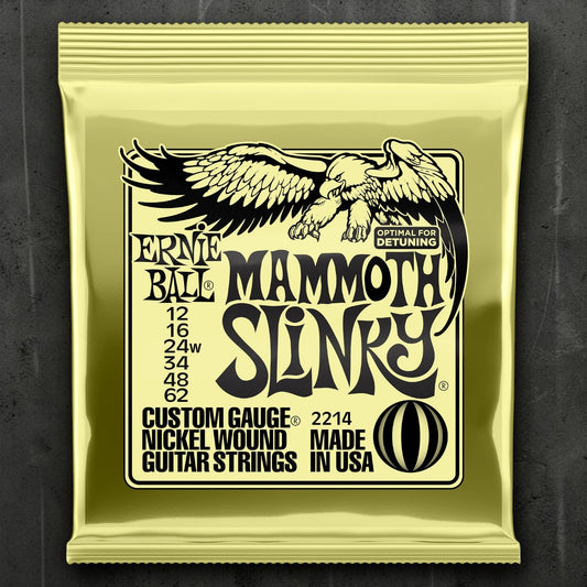 Ernie Ball P02214 Mammoth Slinky Nickel Wound Electric Guitar Strings with wound G 12-62 Gauge