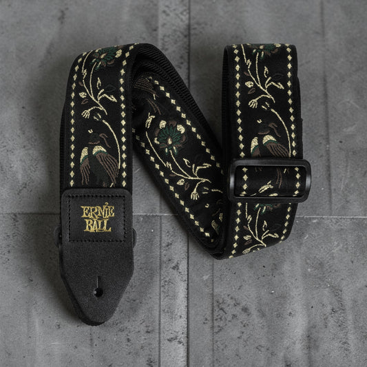 Ernie Ball P05372 Classic Jacquard Guitar Strap/Bass Strap - Black Pleasant Pheasant