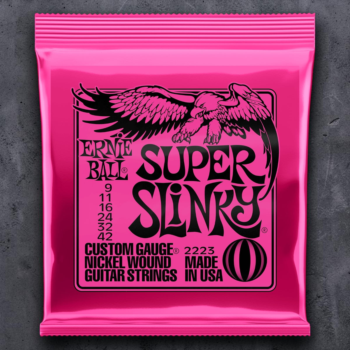 Ernie Ball P02223 Super Slinky Nickel Wound Electric Guitar Strings 9-42 Gauge