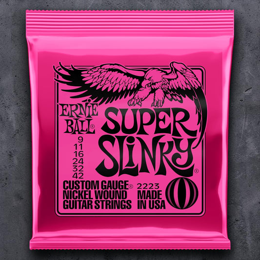 Ernie Ball P02223 Super Slinky Nickel Wound Electric Guitar Strings 9-42 Gauge