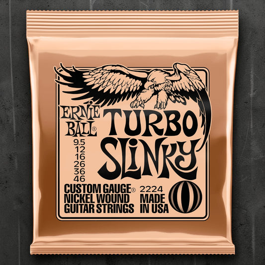 Ernie Ball P02224 Turbo Slinky Nickel Wound Electric Guitar Strings 9.5-46 Gauge