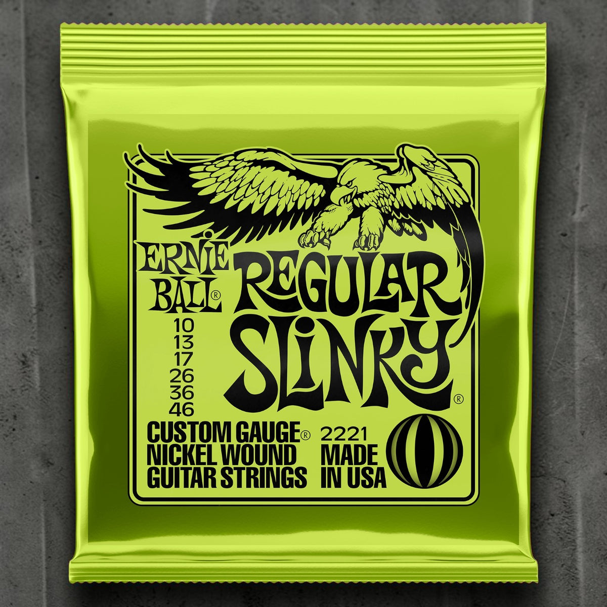 Ernie Ball P02221 Regular Slinky Nickel Wound Electric Guitar Strings 10-46 Gauge