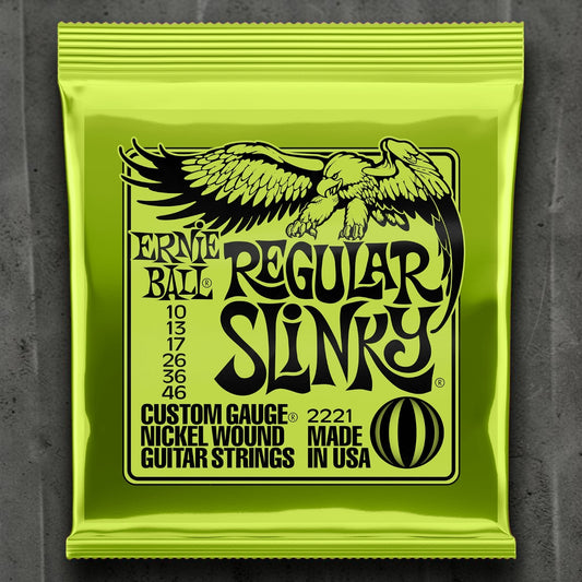 Ernie Ball P02221 Regular Slinky Nickel Wound Electric Guitar Strings 10-46 Gauge