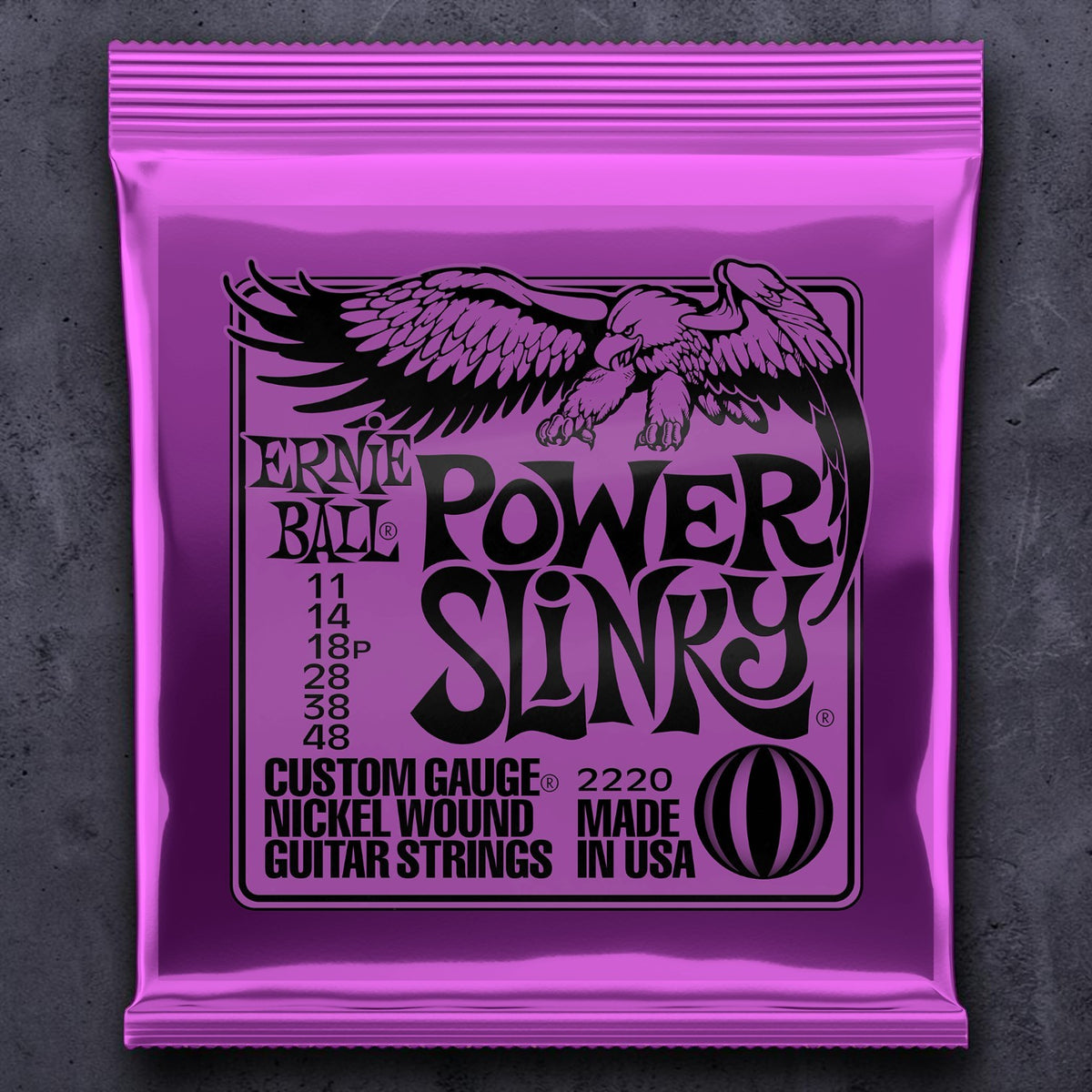 Ernie Ball P02220 Power Slinky Nickel Wound Electric Guitar Strings 11-48 Gauge