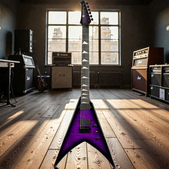 Electric Guitar Spira V-500 TPP E Trans Purple Free Setup