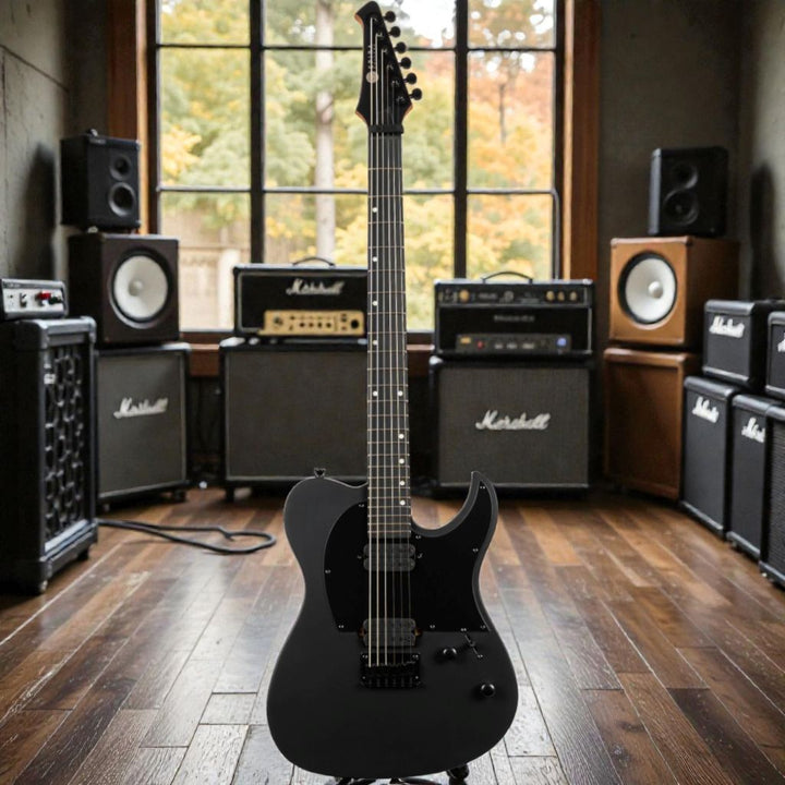 Electric Guitar Spira T-400 Baritone Mbk Black Satin Free Setup