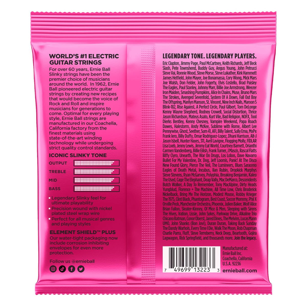 Ernie Ball P02223 Super Slinky Nickel Wound Electric Guitar Strings 9-42 Gauge