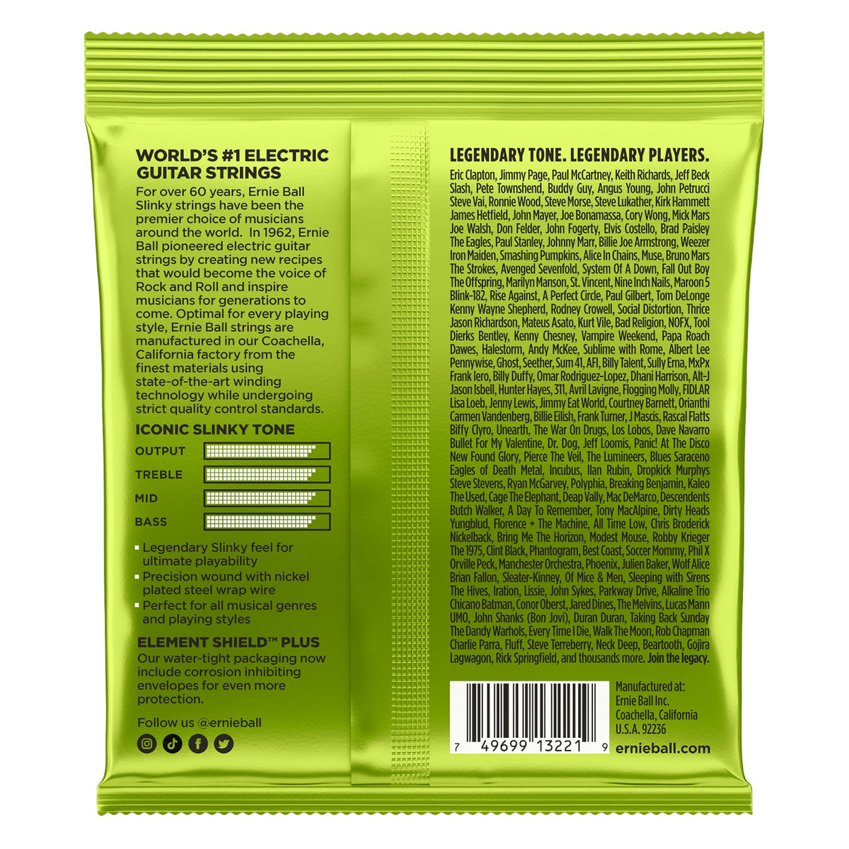 Ernie Ball P02221 Regular Slinky Nickel Wound Electric Guitar Strings 10-46 Gauge