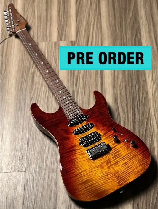 Electric Guitar Soloking MS-1 Custom 24 HSS Flat Top In Fire Wakesurf With Rosewood Fb Jescar