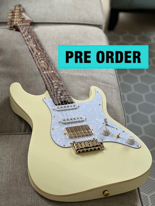 Electric Guitar Soloking MS-1 Classic Flat Top In Vintage White With One Piece Wenge Neck